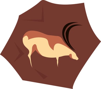 Cave painting, illustration, vector on white background.