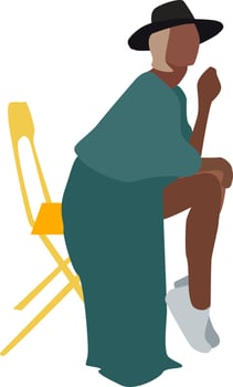 Girl in green, illustration, vector on white background.