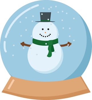 Snowman in snowball, illustration, vector on white background.