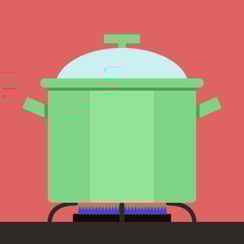 Boiling pot, illustration, vector on white background.