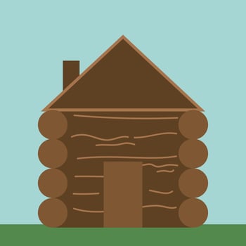 Wooden hut, illustration, vector on white background.