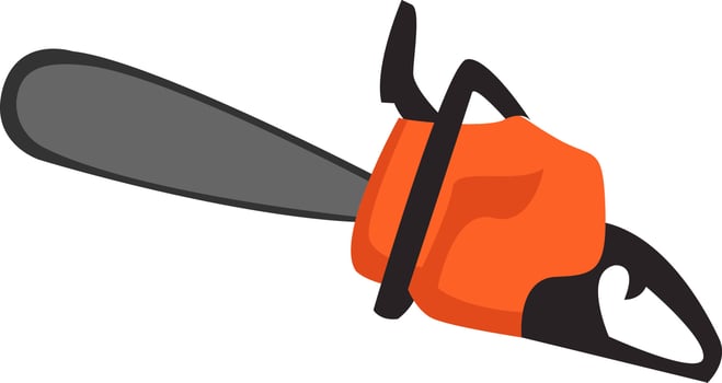 Big chainsaw, illustration, vector on white background.