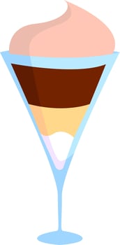 Chocolate ice cream, illustration, vector on white background.
