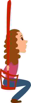 Girl on a swing, illustration, vector on white background.