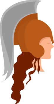 Greek helmet, illustration, vector on white background.