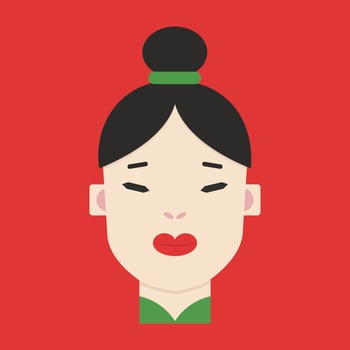 Chinese girl, illustration, vector on white background.