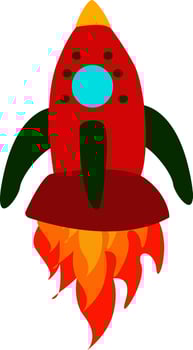 Red spaceship, illustration, vector on white background.