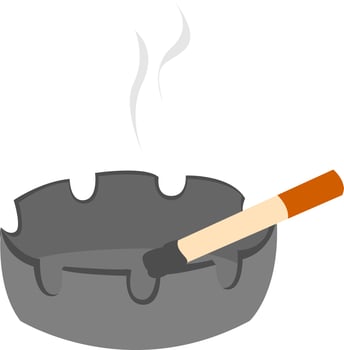 Ashtray, illustration, vector on white background.