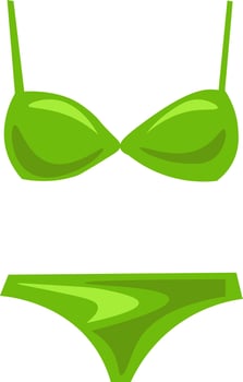 Green bikini, illustration, vector on white background.