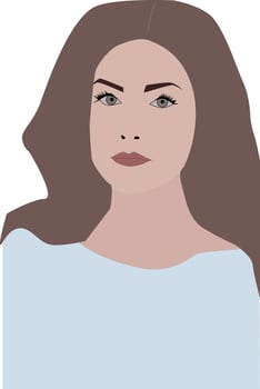 Girl in blue, illustration, vector on white background.