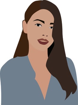 Girl with brown hair, illustration, vector on white background.