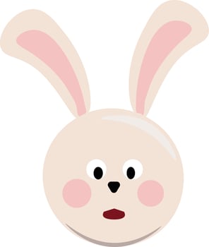 Rabbits head, illustration, vector on white background.