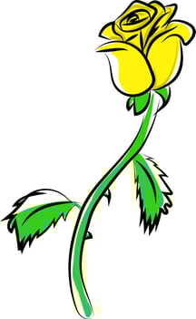Yellow flower, illustration, vector on white background.
