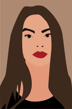 Angry girl, illustration, vector on white background.