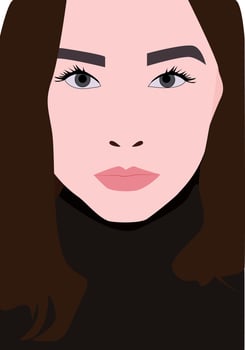 Girl in black blouse, illustration, vector on white background.