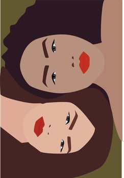 Two girls, illustration, vector on white background.