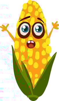 Scared corn, illustration, vector on white background.
