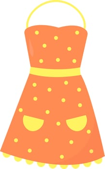 Orange kitchen apron, illustration, vector on white background.