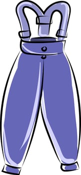Purple pants with suspenders, illustration, vector on white background.
