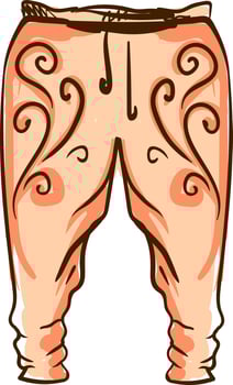 Harem pants, illustration, vector on white background.