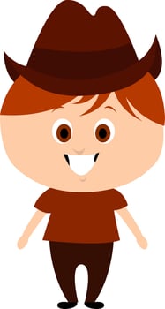 Little cowboy, illustration, vector on white background.