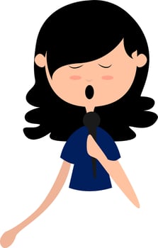 Singing girl, illustration, vector on white background.