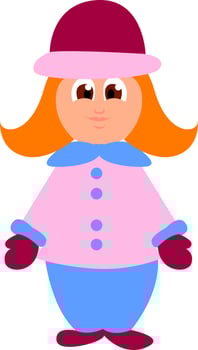 Girl doll, illustration, vector on white background.