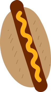 Flat hot dog, illustration, vector on white background.