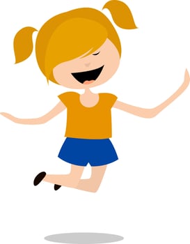 Jumping girl, illustration, vector on white background.