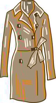 Brown coat, illustration, vector on white background.