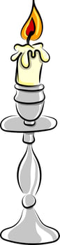 Candle with stick, illustration, vector on white background.
