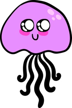 Cute jellyfish, illustration, vector on white background.