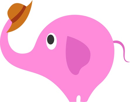 Pink elephant, illustration, vector on white background.