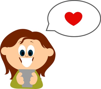 Love girl, illustration, vector on white background.