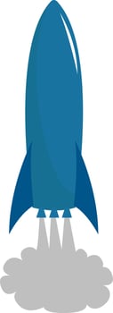 Blue rocket, illustration, vector on white background.