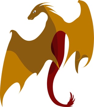 Flying dragon, illustration, vector on white background.