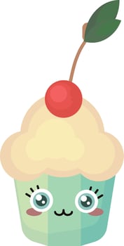 Cute cupcake, illustration, vector on white background.