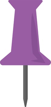 Purple pin, illustration, vector on white background.