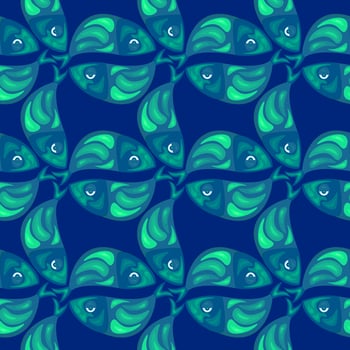 Fishes pattern, illustration, vector on white background.