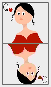 Queen card, illustration, vector on white background.
