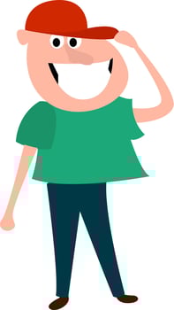 Boy with red cap, illustration, vector on white background.