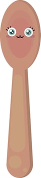 Wooden spoon, illustration, vector on white background.