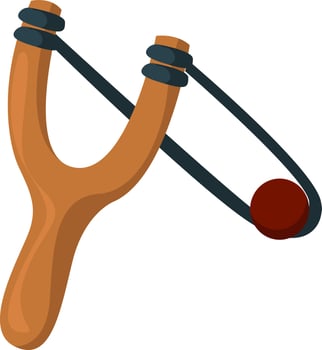 Wooden sling shot, illustration, vector on white background.