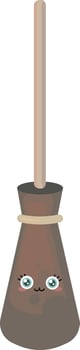 Witch mop, illustration, vector on white background.