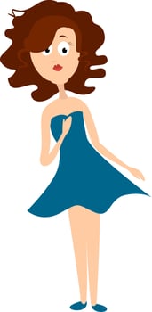 Young girl, illustration, vector on white background.