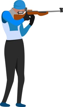 Biathlon sport, illustration, vector on white background