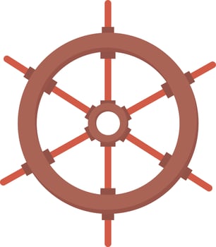 Boat steering wheel, illustration, vector on white background