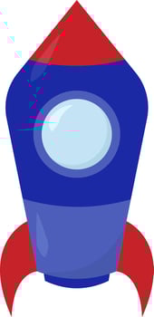 Blue space rocket, illustration, vector on white background