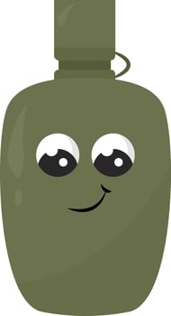 Green water bottle, illustration, vector on white background