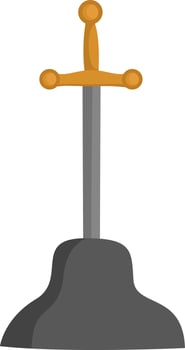 Excalibur sword, illustration, vector on white background